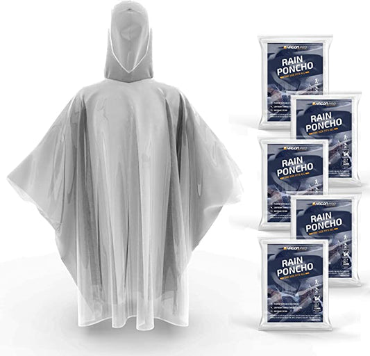 Hagon PRO Disposable Rain Ponchos for Adults (5 Pack)