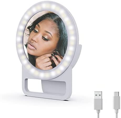 Selfie Ring Light, Phone Ring Light, Mini Portable Ring Light Fun Gift, Clip on Video Ring Light Case with 3 Colors Adjustable for iPhone/Laptop/Computer/Zoom Meeting, Girls Make up, Tiktok Trend Item