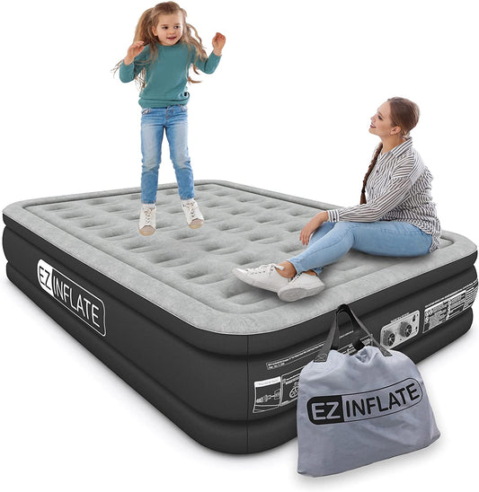 EZ INFLATE Double High Luxury Air Mattress with Built in Pump, Inflatable Mattress