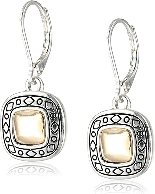 Napier Pattern Balance Two Tone Leverback Drop Earrings