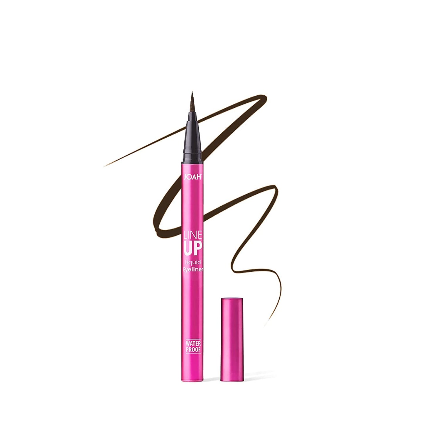 JOAH Line Up Liquid Eyeliner with Precision Felt Tip, Waterproof, Long Lasting, Smudge Proof Eye Liner, Brown