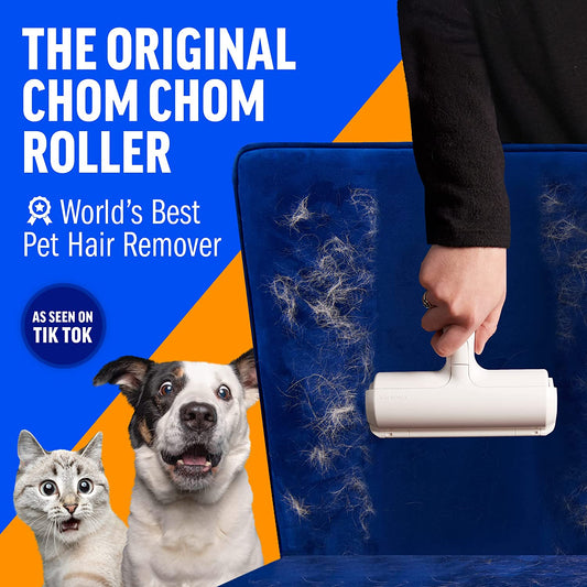 ChomChom Pet Hair Remover - Reusable Cat and Dog Hair Remover for Furniture, Couch, Carpet, Car Seats and Bedding - Eco-Friendly, Portable, Multi-Surface Lint Roller & Animal Fur Removal Tool