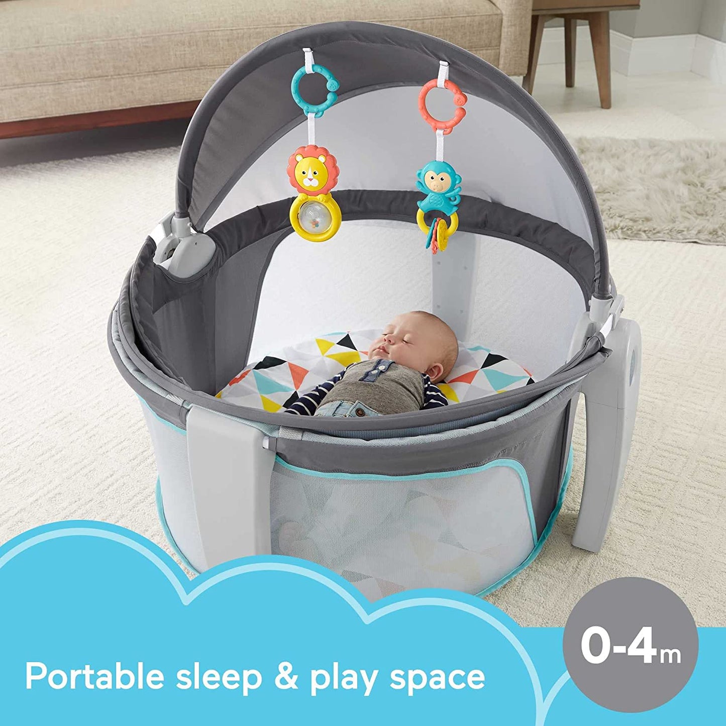 Fisher-Price On-the-Go Baby Dome, Grey/Blue/Yellow/White