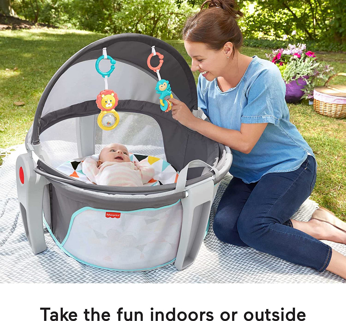 Fisher-Price On-the-Go Baby Dome, Grey/Blue/Yellow/White