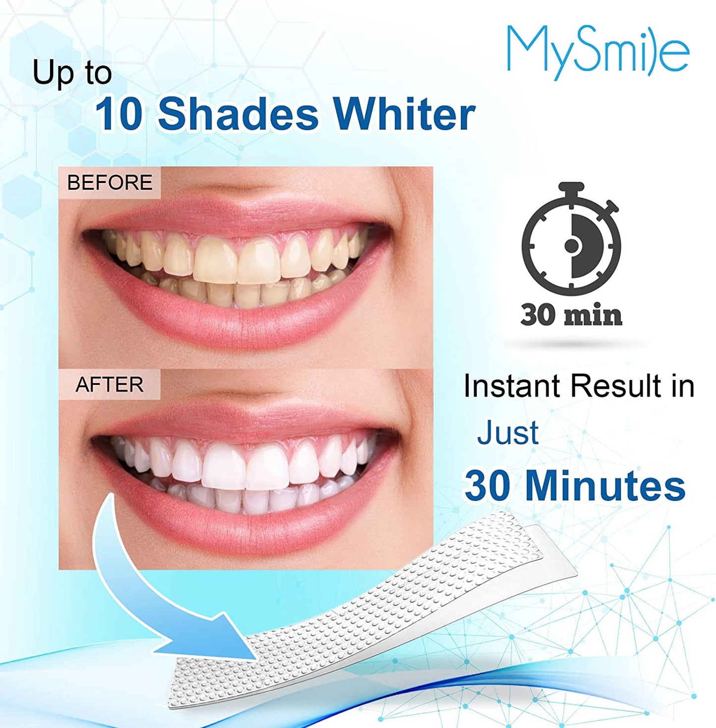 MySmile Teeth Whitening Strips, White Strips Teeth Whitening Kit, Non-Sensitive 14 Sets Teeth Whitener for Tooth Whitening, Helps to Remove Smoking Coffee Soda Wine Stain, Up to 10 Shades Whiter