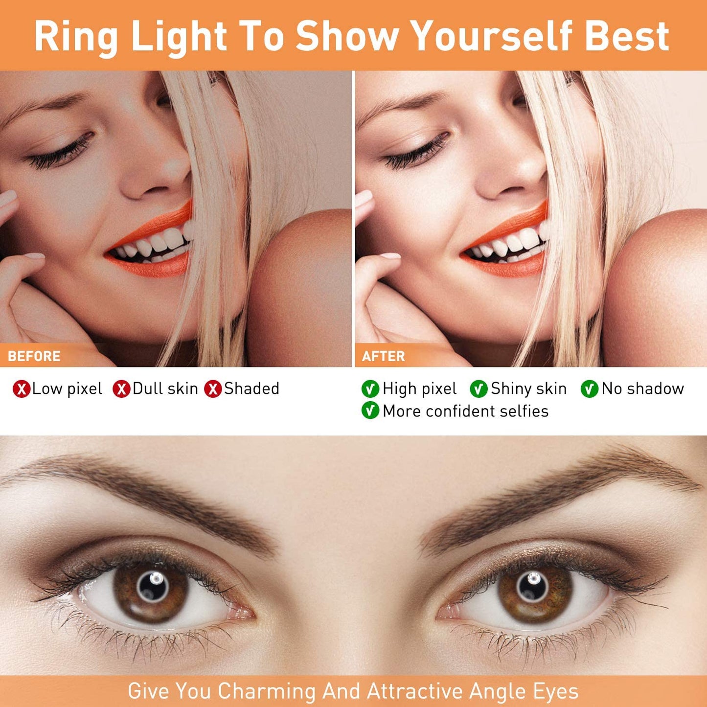 Ring Light LED Desktop Selfie Ring Light USB LED Desk Camera Ringlight 3 Colors Light with Tripod Stand iPhone Cell Phone Holder and Remote Control for Photography Makeup Live Streaming