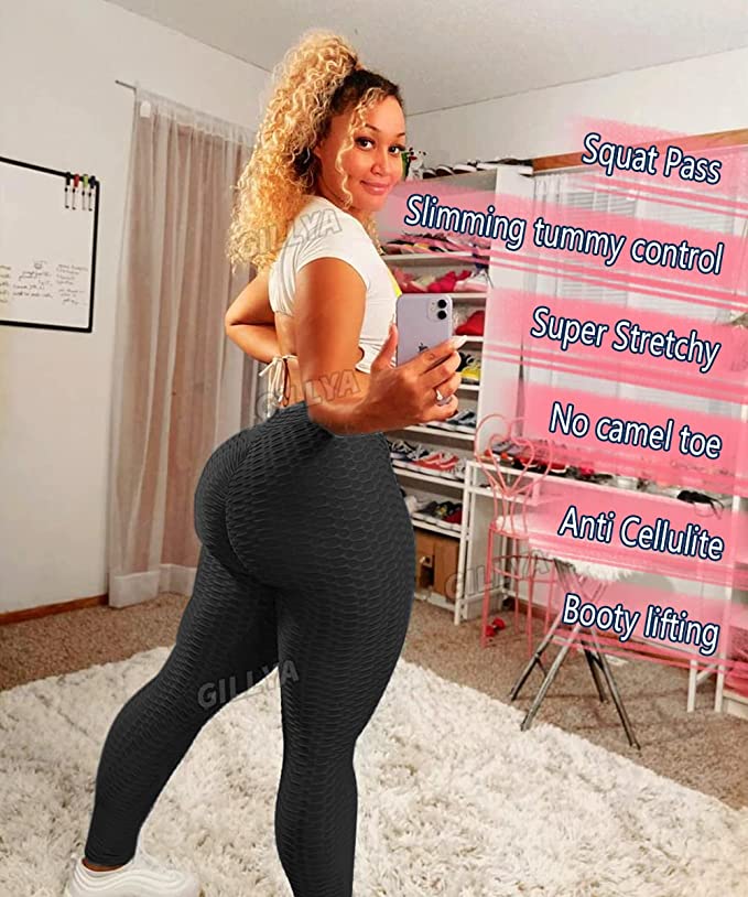 GILLYA Booty Yoga Pants Tiktok Butt Leggings Anit Cellulite Texutred Booty Lifting Leggings Scrunch Butt Yoga Pants