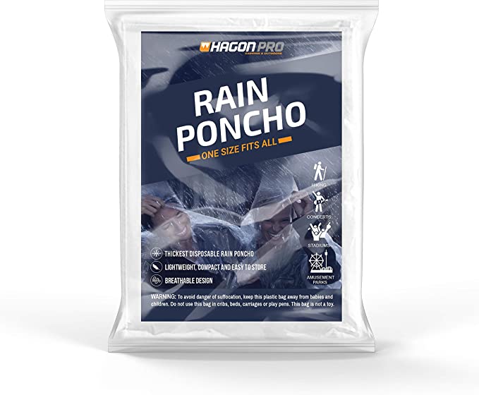 Hagon PRO Disposable Rain Ponchos for Adults (5 Pack)