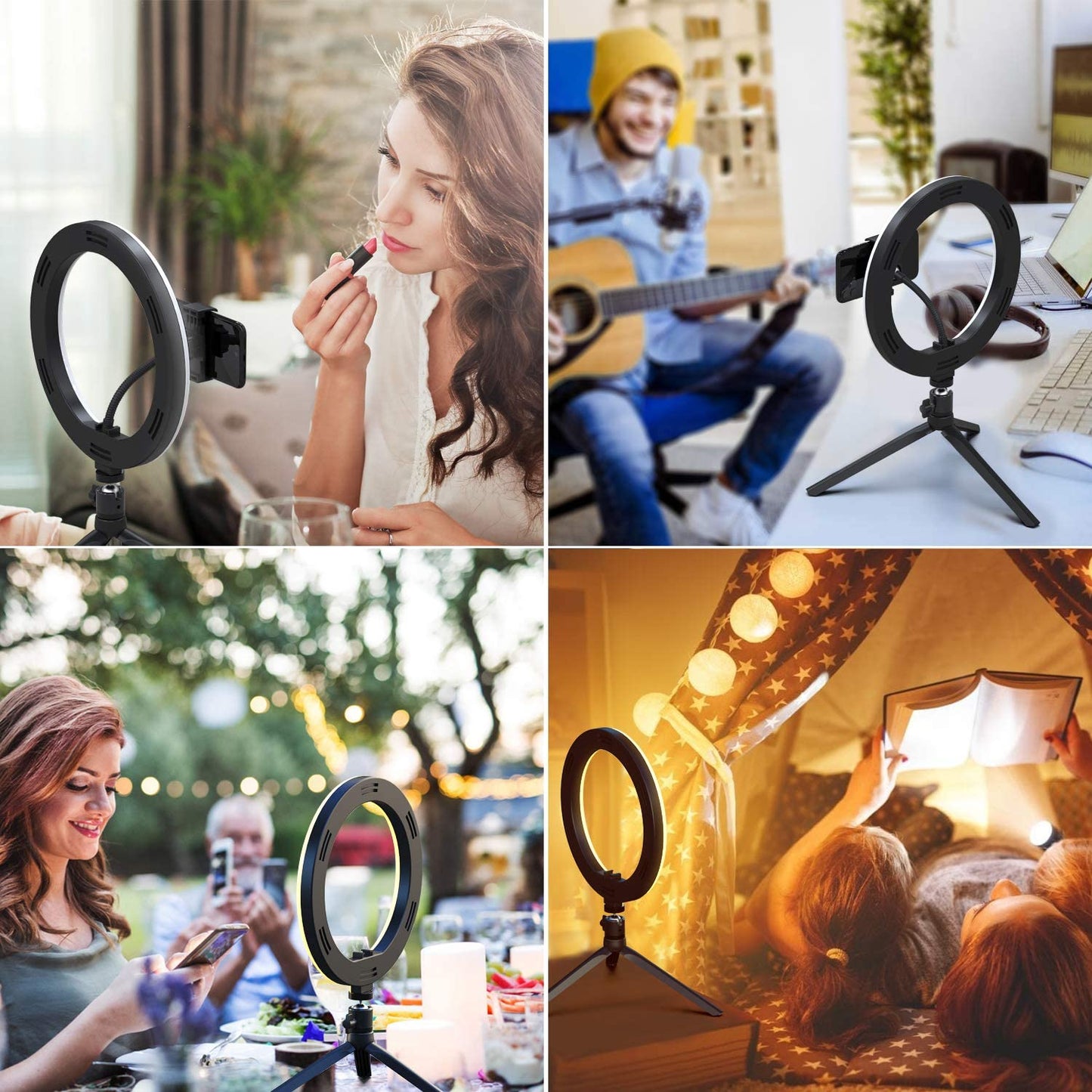 Ring Light LED Desktop Selfie Ring Light USB LED Desk Camera Ringlight 3 Colors Light with Tripod Stand iPhone Cell Phone Holder and Remote Control for Photography Makeup Live Streaming